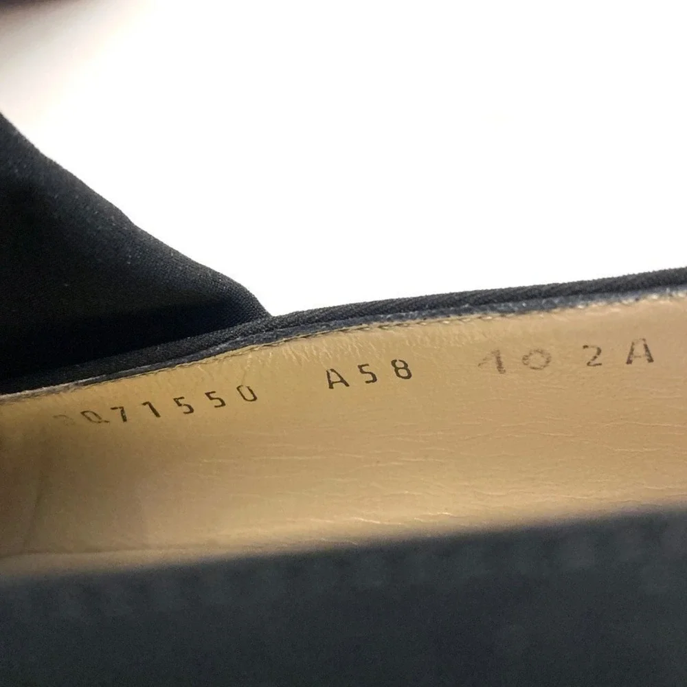 Salvatore Ferragamo Black Fabric‎ Block Heels Womens 10 AA Narrow Careerwear